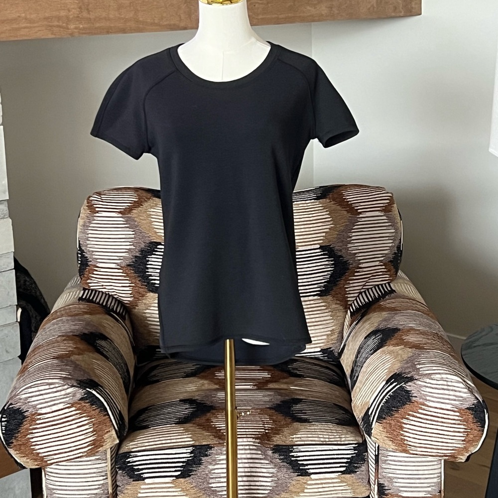 Athleta Black Short Sleeve Sweatshirt Top